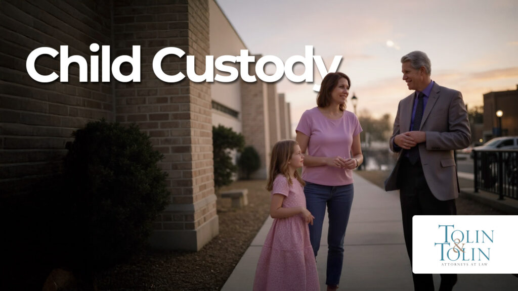 Lawyer speaks with mom and daughter outside of courthouse.